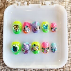 Kids Neon Jewels Press On Nails